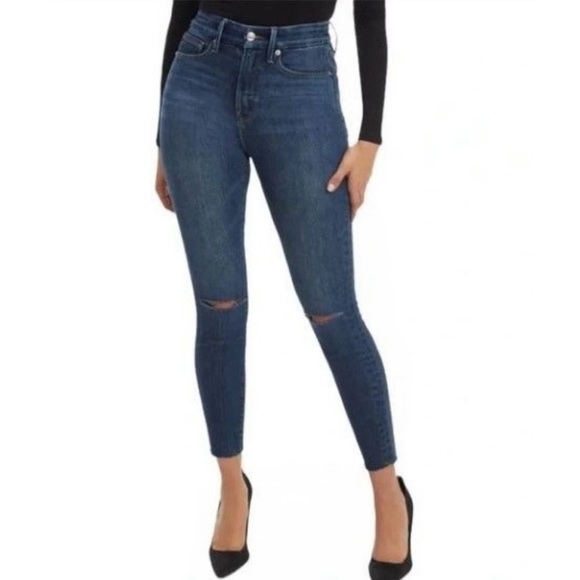 Good American Good Legs Skinny Jeans Ripped Distressed Knees - Picture 8 of 8